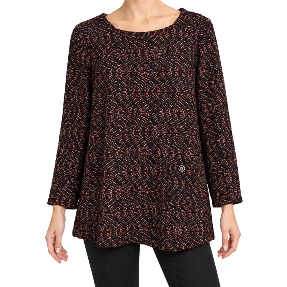 Ali Miles Large Long Sleeve Black Red Yellow Fall Harvest Thanksgiving Shirt Top